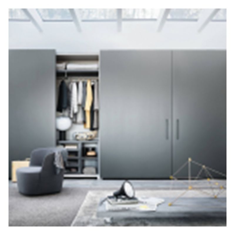 Armoire de chambre moderne en bois minimaliste stylé laque foncée mate avec portes à tirage