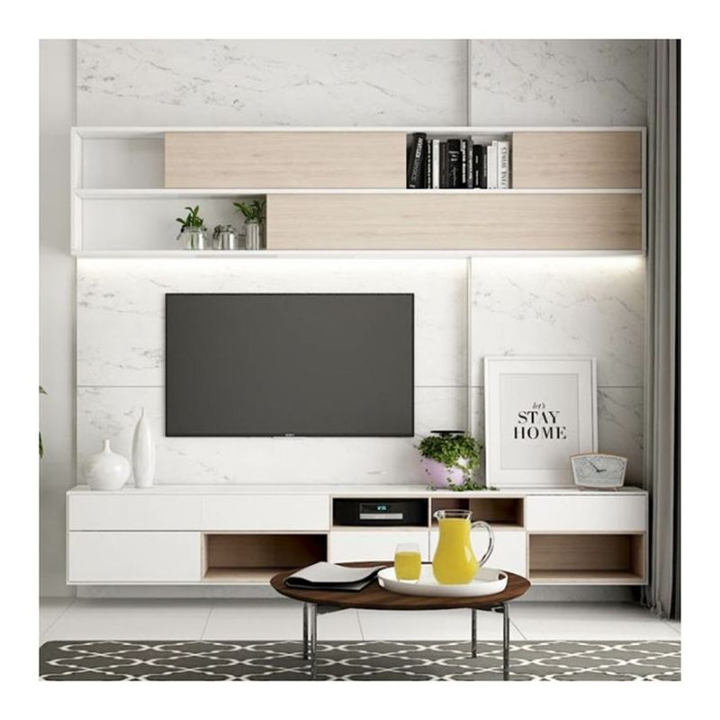 Unité de support de télévision montée sur mur en bois réglable pour le design de salon moderne de luxe
