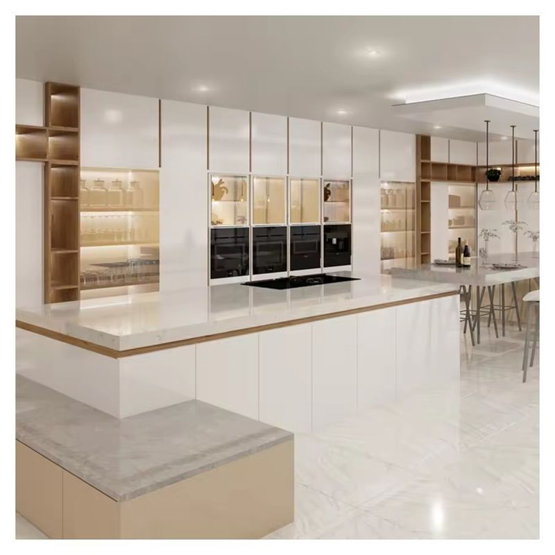 Conception minimaliste Appareils de cuisine modernes Porte finie en placage et laque