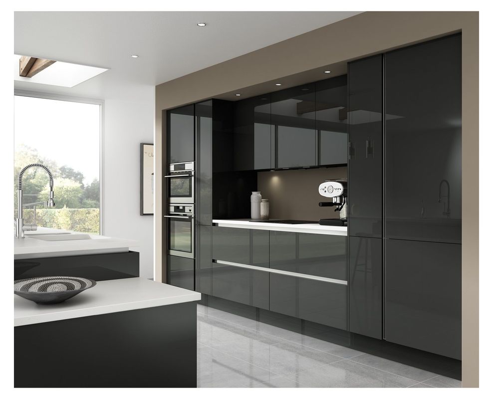 Conception minimaliste Appareils de cuisine modernes Porte finie en placage et laque