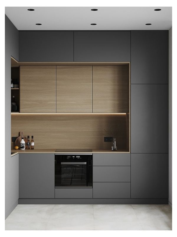 Conception minimaliste Appareils de cuisine modernes Porte finie en placage et laque