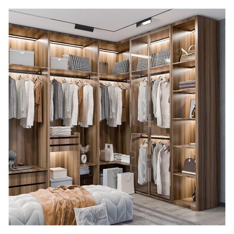Accueil Meubles modernes Panneaux de verre en aluminium noir en bois massif Armoire avec décoration de barre lumineuse