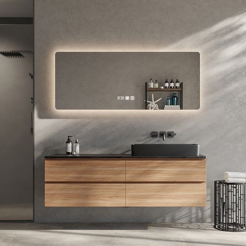 Ensemble de vanité flottante de salle de bain sur mesure avec évier et traitement de surface du panneau de porte en laque