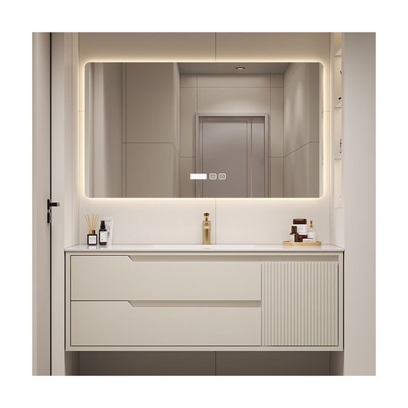 Armoire de salle de bains montée sur le mur avec tiroir sans poignée et miroir Design minimaliste moderne