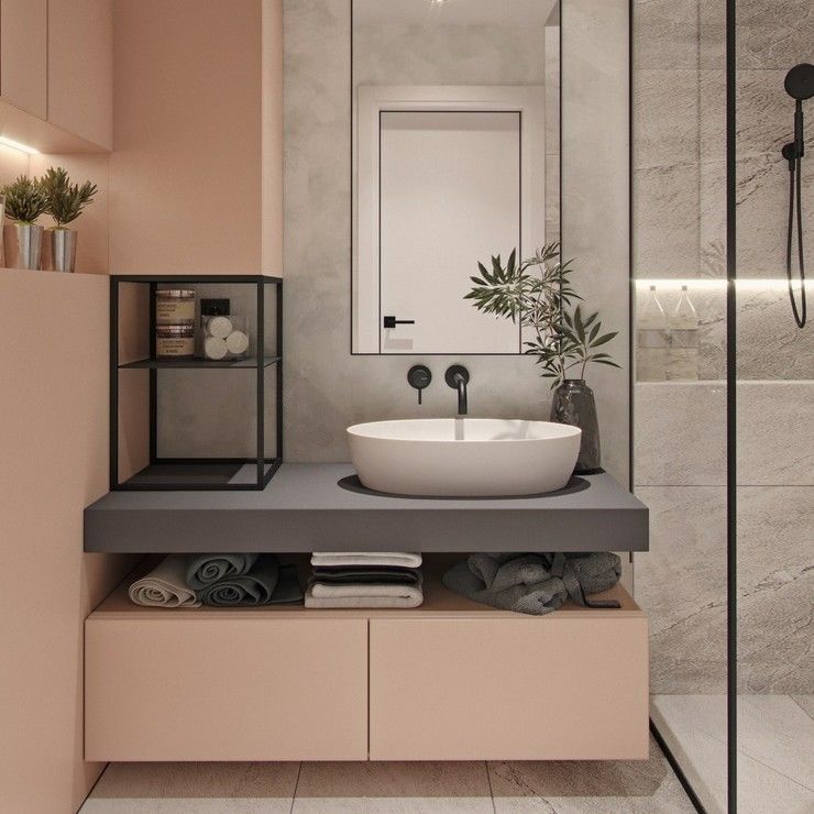 Ensemble de vanité de salle de bains moderne monté sur le mur avec armoire à miroirs intelligents largeur 38-46