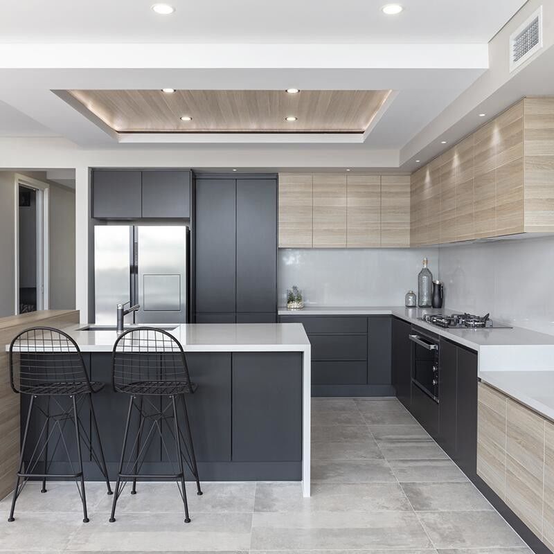 Porte finie en placage Armoire de cuisine moderne complète avec évier de Turquie