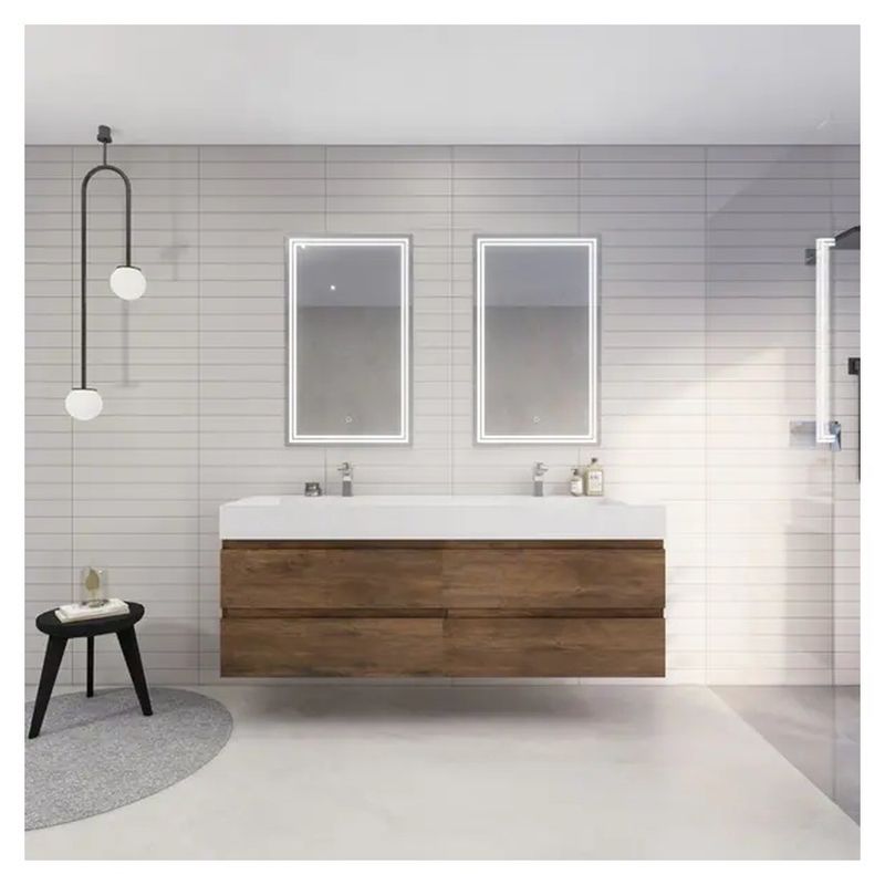 Armoire de salle de bains moderne avec miroir à LED et évier double