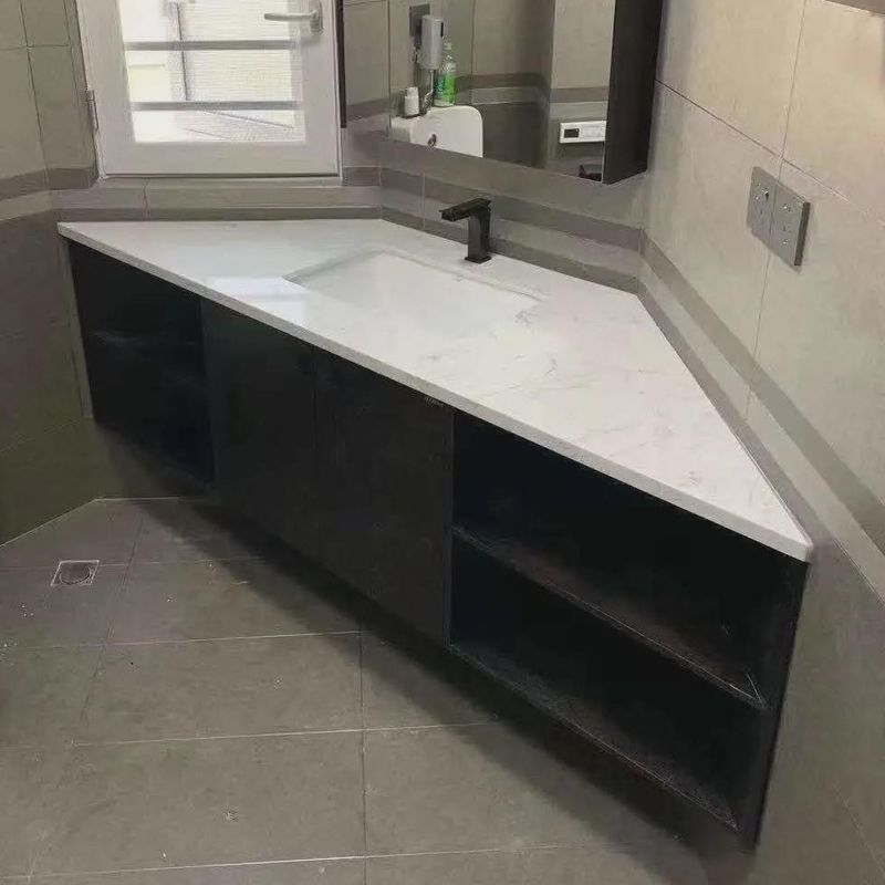 Incluez bassin Oui Triangulaire coin salle de bains Vanité ensemble avec miroir et robinet