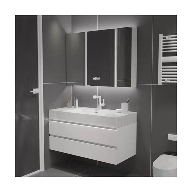 Combo de vanité de salle de bains moderne avec miroir et évier 38-46 pouces de marbre cultivé