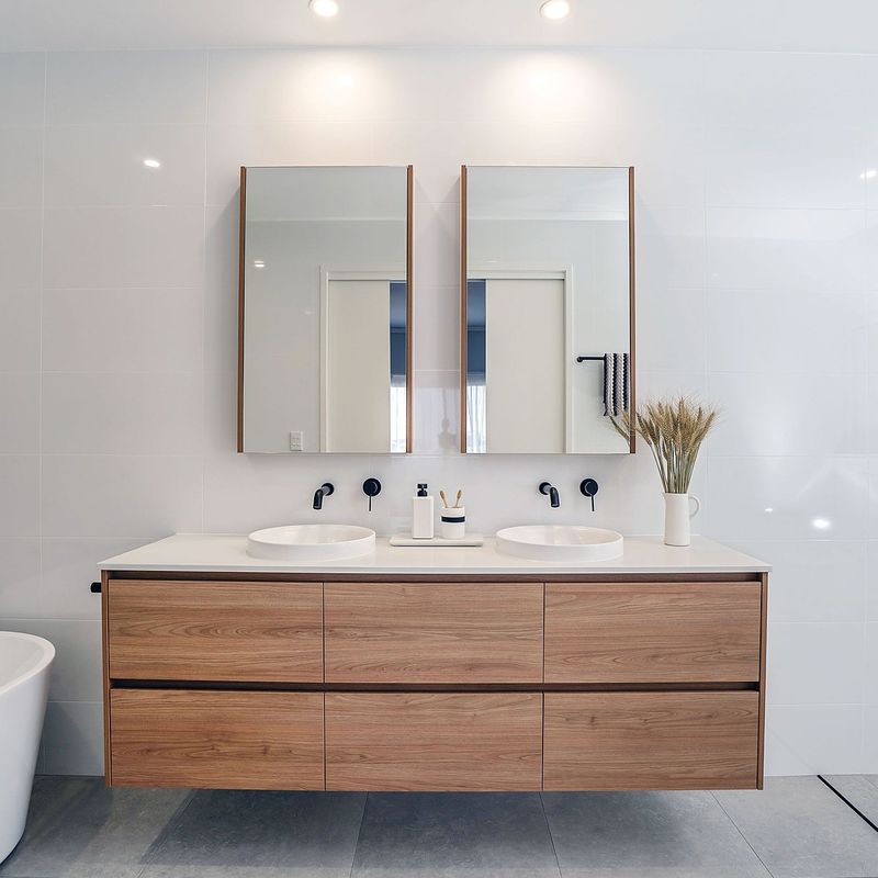 Armoire de salle de bain flottante à miroir LED rectangulaire avec combo de vanité de taille personnalisée