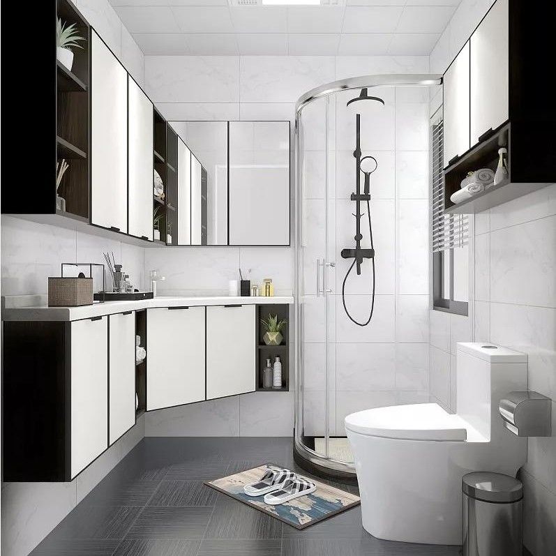 Appartement Cabinet de salle de bain Nordique Moderne Noir Meuble mural en bois miroir