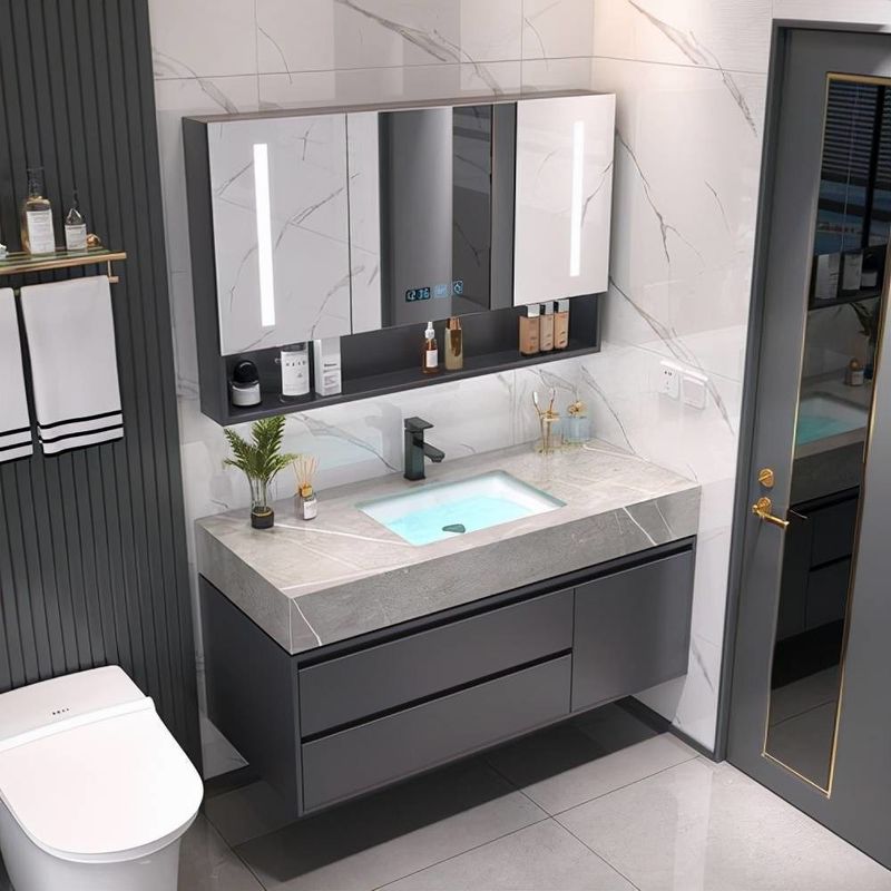 Fin Luxe Design Moderne 28 72 pouces Flute PVC Membrane étroite salle de bains flottante vanités armoire ensemble