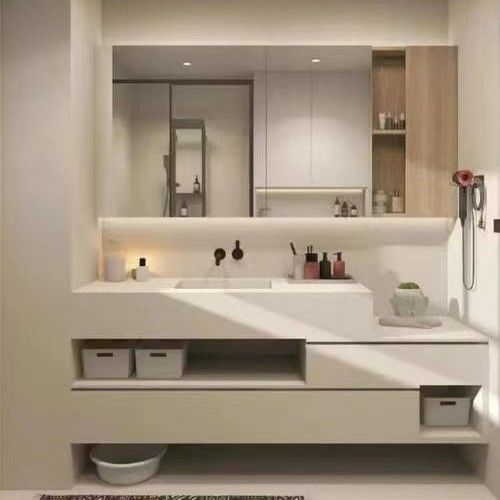 Fin Luxe Design Moderne 28 72 pouces Flute PVC Membrane étroite salle de bains flottante vanités armoire ensemble