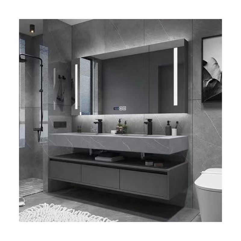 Vanité de salle de bain moderne avec évier LED éclairage du miroir et lumière de capteur intelligent