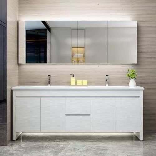 Vanité de salle de bain moderne avec évier LED éclairage du miroir et lumière de capteur intelligent