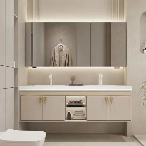Hôtel de luxe rectangulaire salle de bains Vanité avec évier et tiroirs de rangement dans un design moderne