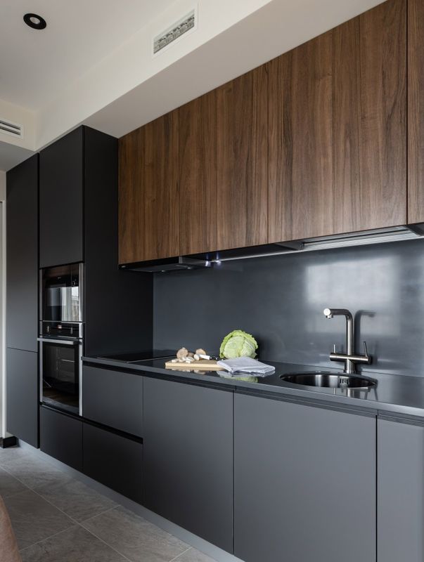 Armoire de meubles modulaire de couleur de placage personnalisée pour la cuisine moderne de la villa / appartement