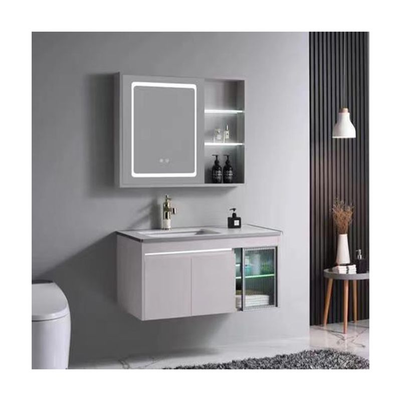 Couleur personnalisée 60 pouces évier unique bois de teck vanité salle de bain avec carcasse en MDF