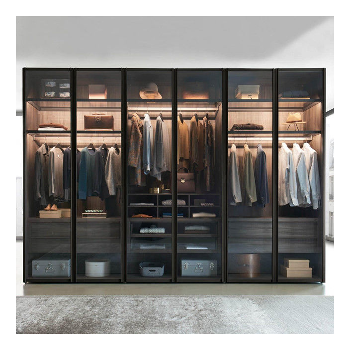 OEM ODM Acceptable Armoire en bois massif avec des couleurs métalliques Porte en verre en aluminium