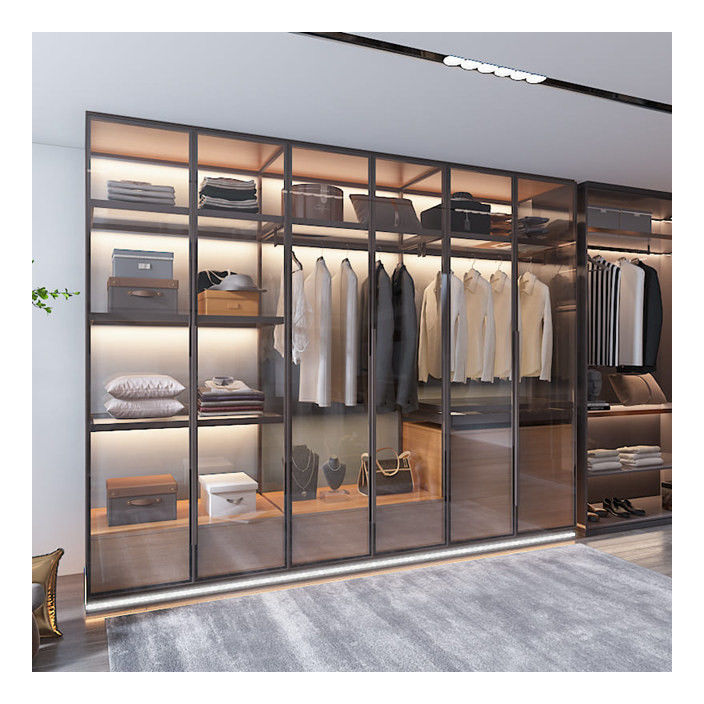 OEM ODM Acceptable Armoire en bois massif avec des couleurs métalliques Porte en verre en aluminium