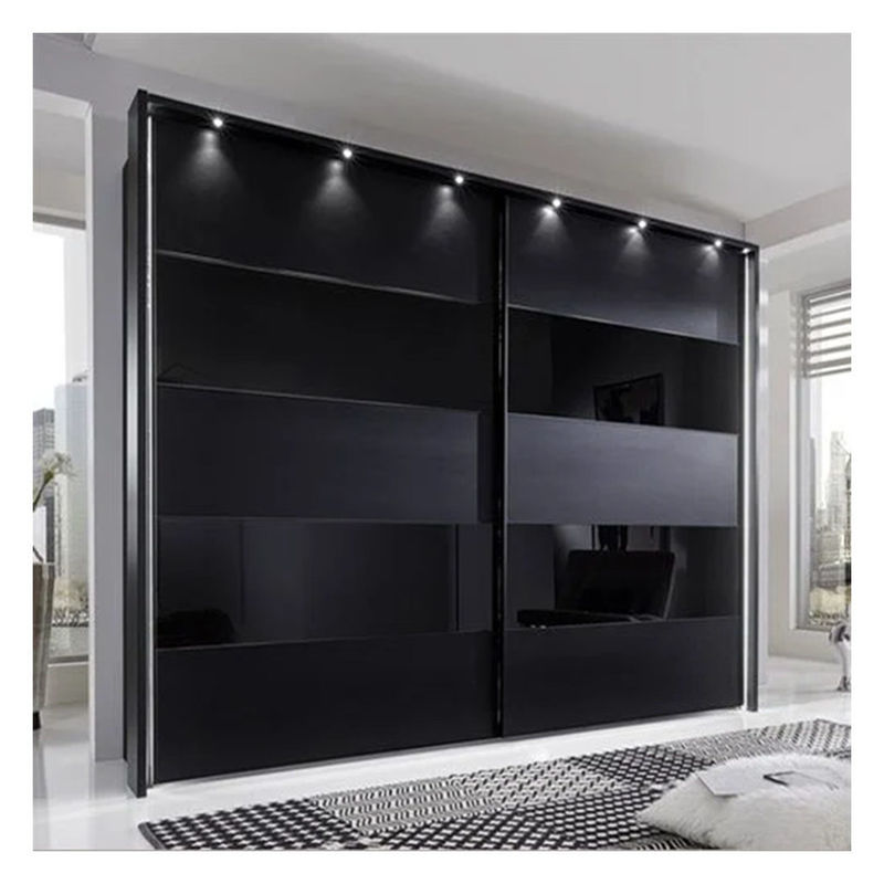 Finition noire Laque Finition personnalisée Armoires de design minimaliste moderne pour chambre à coucher