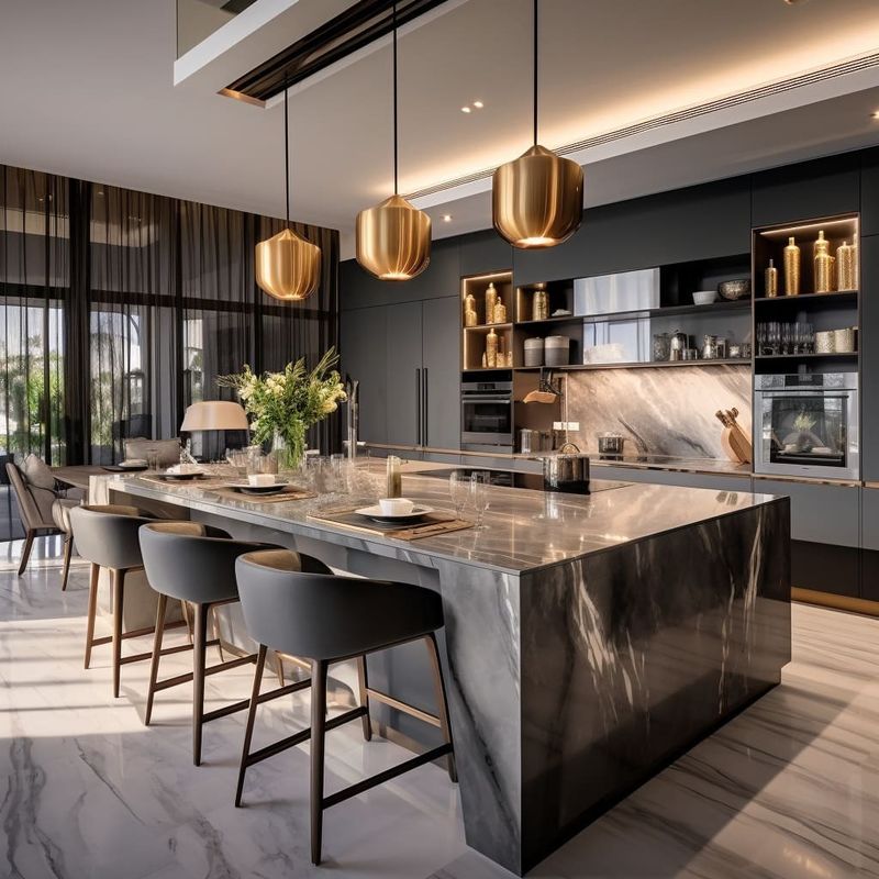 Armoires de cuisine modulaires gris mat Design personnalisé Meubles de cuisine avec matériau de porte HDF