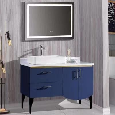 Largeur 38-46 dans le style moderne Navy bleu salle de bains vanité armoire avec miroir mur montée