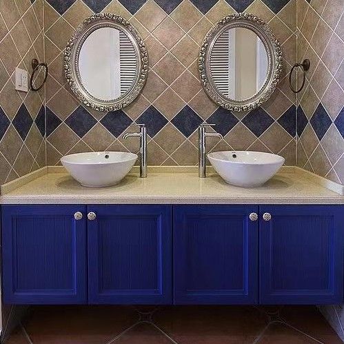 Largeur 38-46 dans le style moderne Navy bleu salle de bains vanité armoire avec miroir mur montée