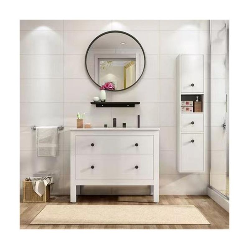 Armoire de rangement de salle de bains mince avec conception sans poignée et comptoir inclus