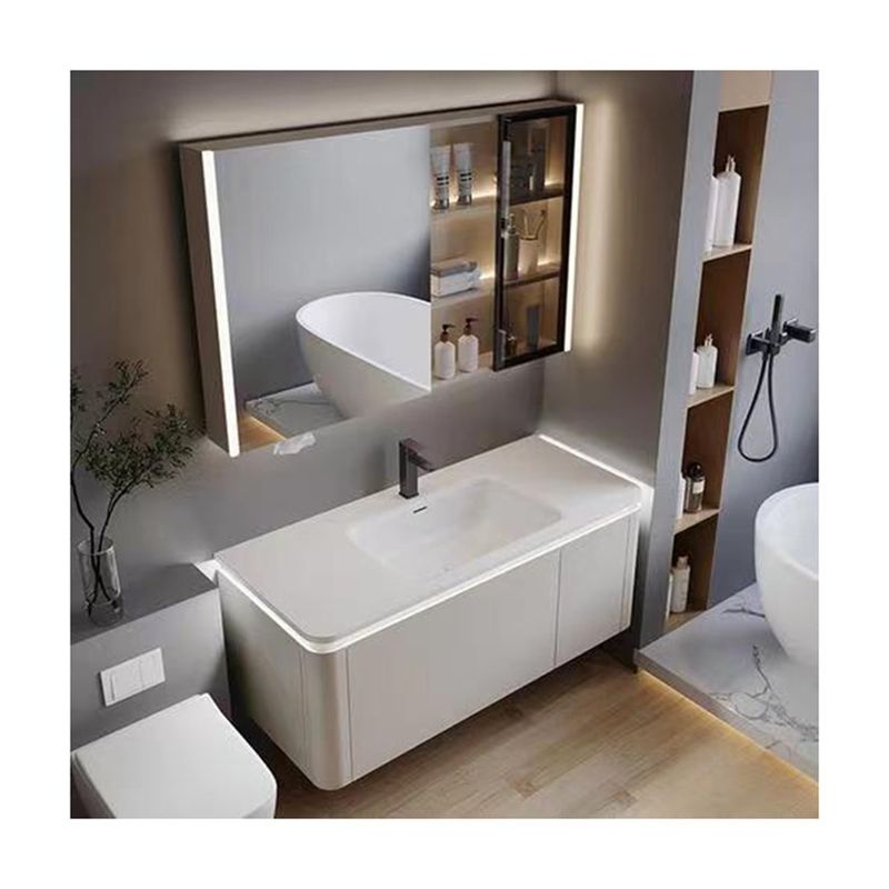 Appartement Vanity Combo Moderne Melamine Rectangle Salle de bain 60 72 pouces Armoires à miroirs