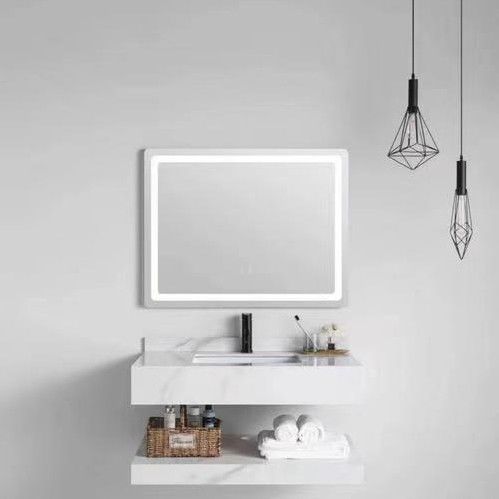 Appartement Vanity Combo Moderne Melamine Rectangle Salle de bain 60 72 pouces Armoires à miroirs