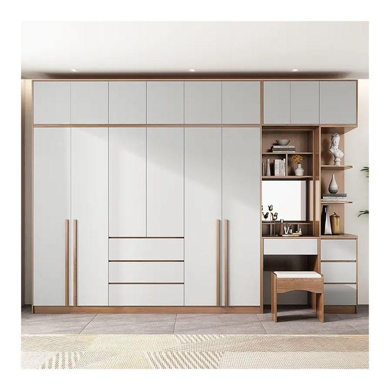 Table à manger en bois moderne avec miroir pour la chambre à coucher Armoire murale et vêtements Armoire