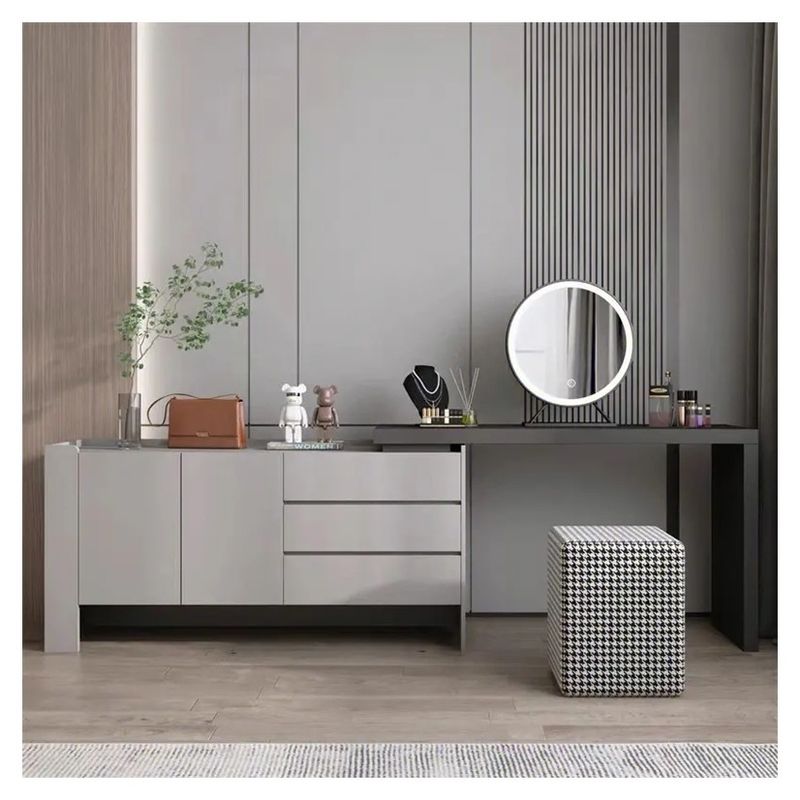 Table à manger en bois moderne avec miroir pour la chambre à coucher Armoire murale et vêtements Armoire