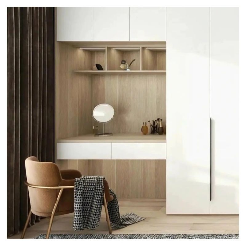 Table à manger en bois moderne avec miroir pour la chambre à coucher Armoire murale et vêtements Armoire