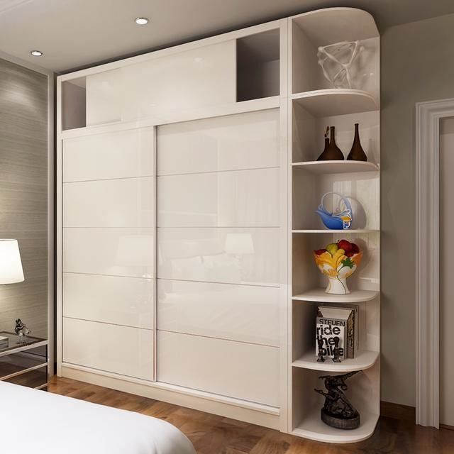 Villa porte coulissante Armoire en bois blanc Taille personnalisée pour les meubles de chambre moderne