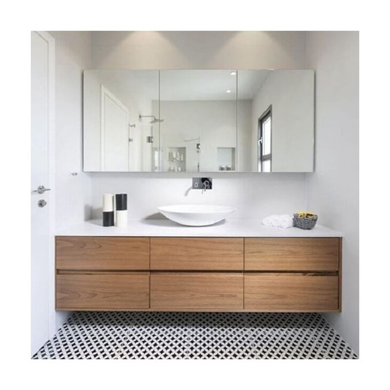 Armoire en bois massif coulissante à miroir à LED moderne
