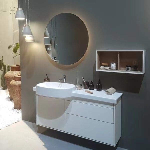 Armoire en bois massif coulissante à miroir à LED moderne