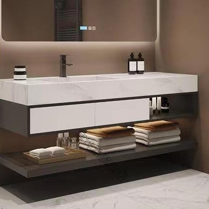 Vanité Combo Noir Haut Étroit 36 pouces Vanité salle de bain avec bois massif et comptoir