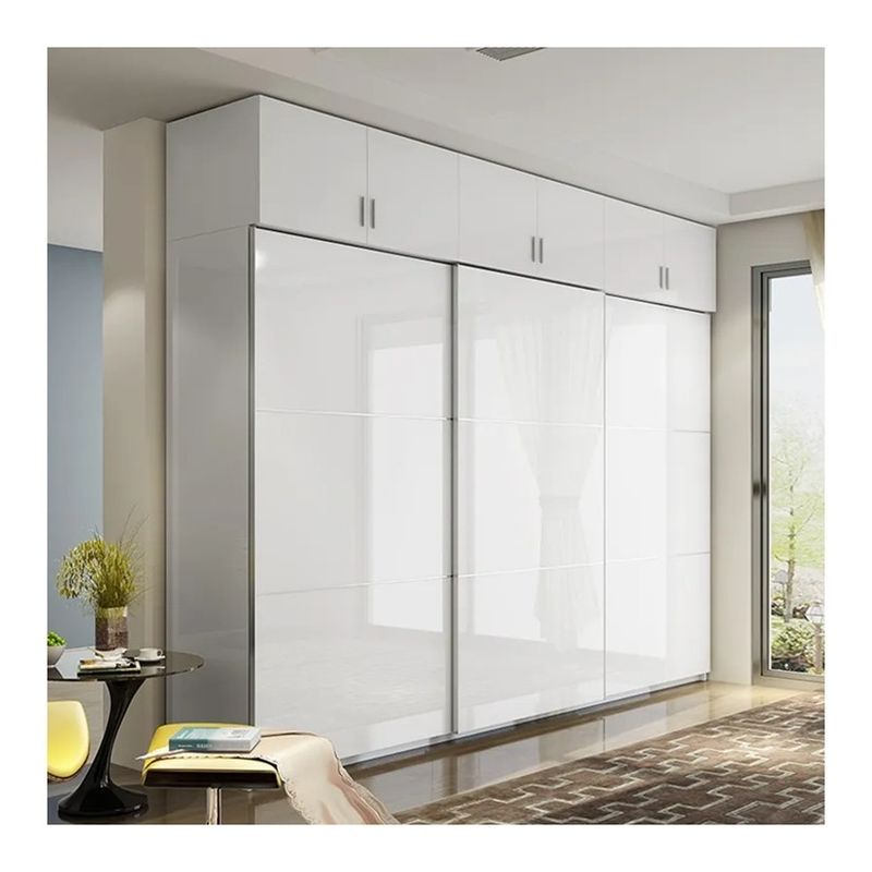 Meubles de chambre Derniers meubles modernes simples 3 portes Armoire coulissante en bois avec conception 2D / 3D