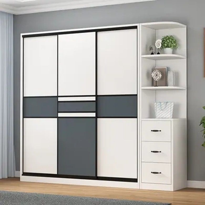 Meubles de chambre Derniers meubles modernes simples 3 portes Armoire coulissante en bois avec conception 2D / 3D