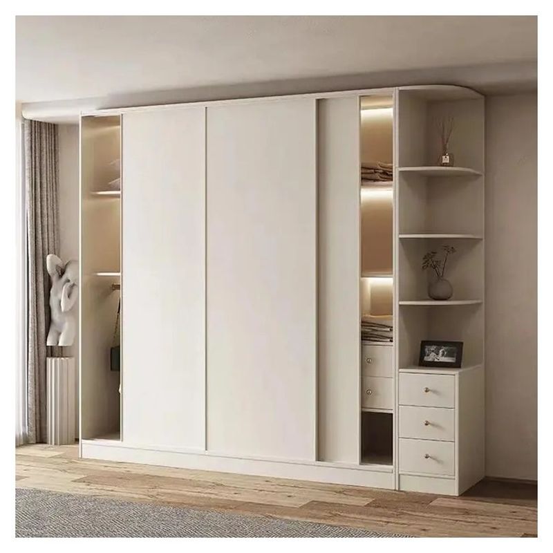 Meubles de chambre Derniers meubles modernes simples 3 portes Armoire coulissante en bois avec conception 2D / 3D
