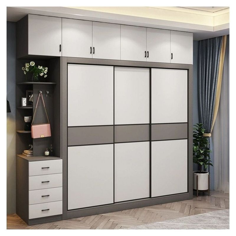 Meubles de chambre Derniers meubles modernes simples 3 portes Armoire coulissante en bois avec conception 2D / 3D