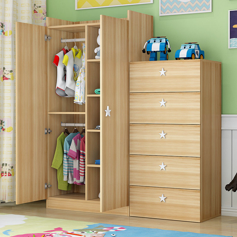 Armoire de chambre à coucher de style moderne en MDF en bois pour enfants avec rangement intelligent