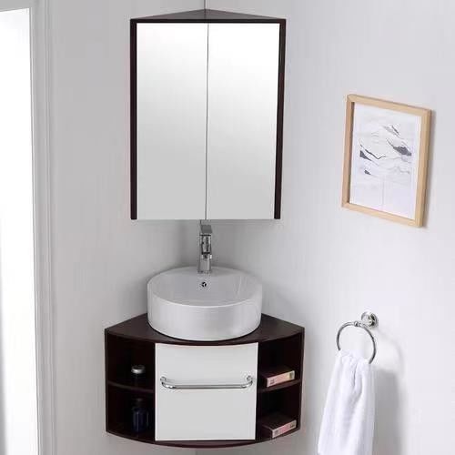 Cabinet miroir de salle de bains en bois chinois pour le stockage mince dans la vanité mural monté