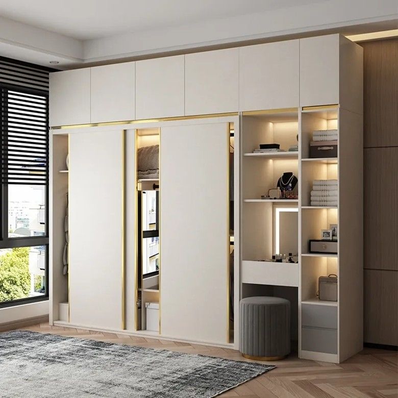 Armoires en MDF avec porte coulissante pour les armoires intégrées au dernier design