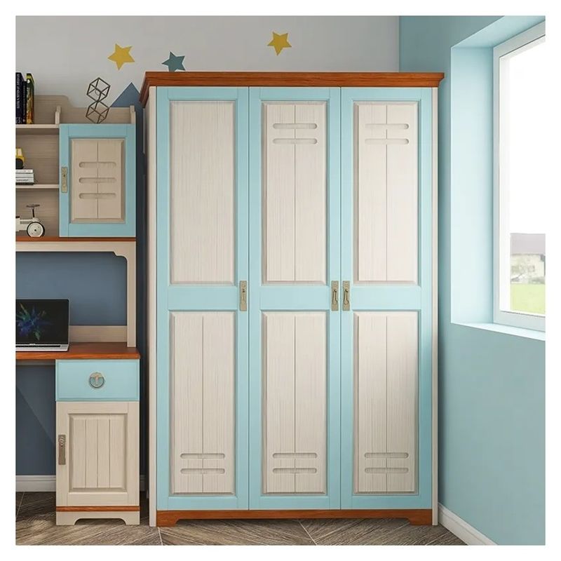 Chambre de couchage meubles de placard bleu pour enfants armoire panneau de style bois