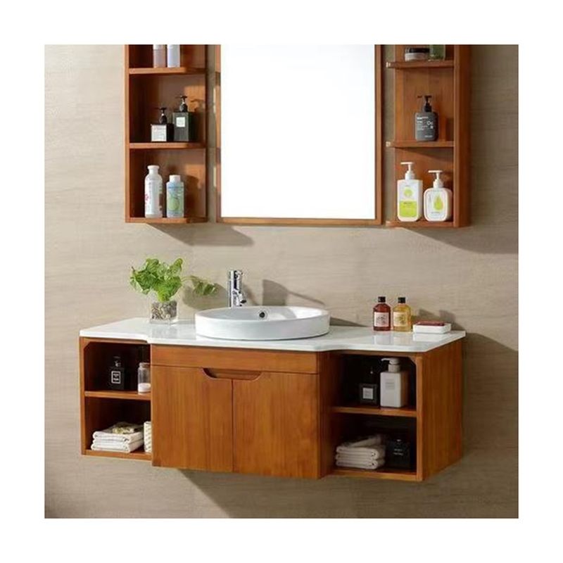 Porte en bois massif YALIG Modulaire Faisceau en bois à évier unique Vanité de salle de bain dans le design moderne