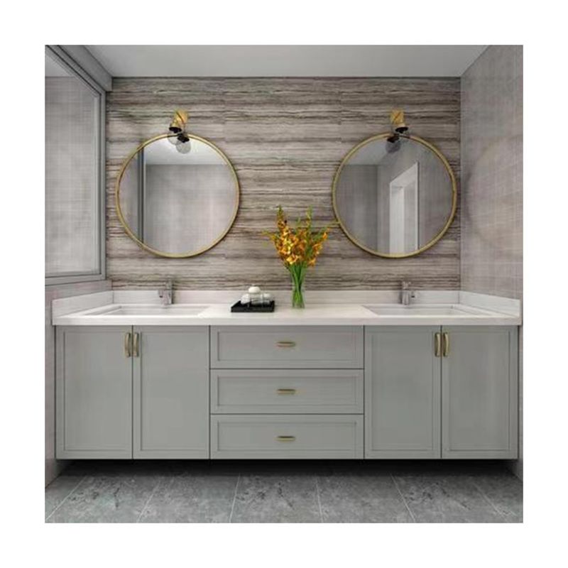 Deux ensembles éviers et robinets grand ensemble de vanité salle de bain avec largeur de miroir séparé 38-46