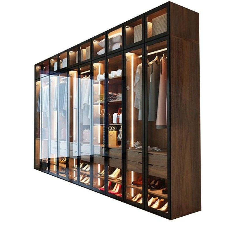 Combinaison porte en verre Armoires en bois pour un appartement d'hôtel moderne dans un style contemporain