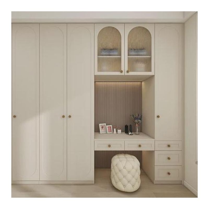 Armoire à 3 portes de style moderne avec table à manger en miroir YALIG en bois massif sur mesure